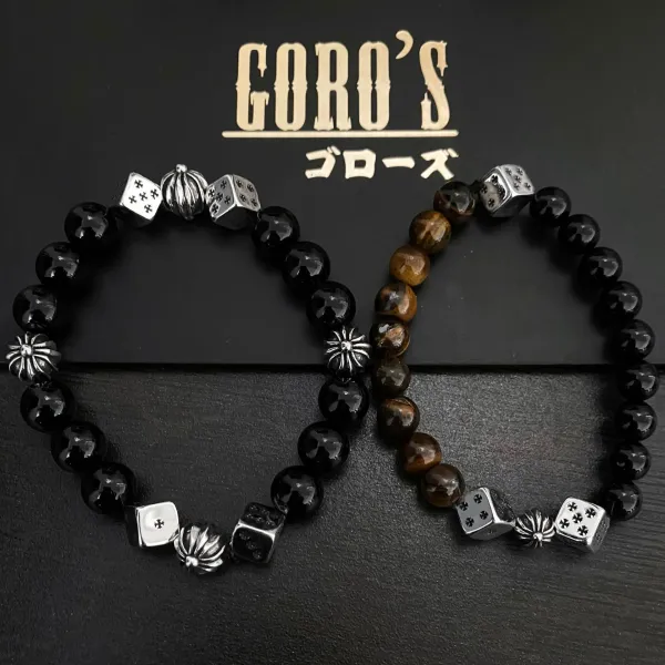 Chrome Hearts Dice and Maltese Cross Bead Bracelet Black Jewelry - 6