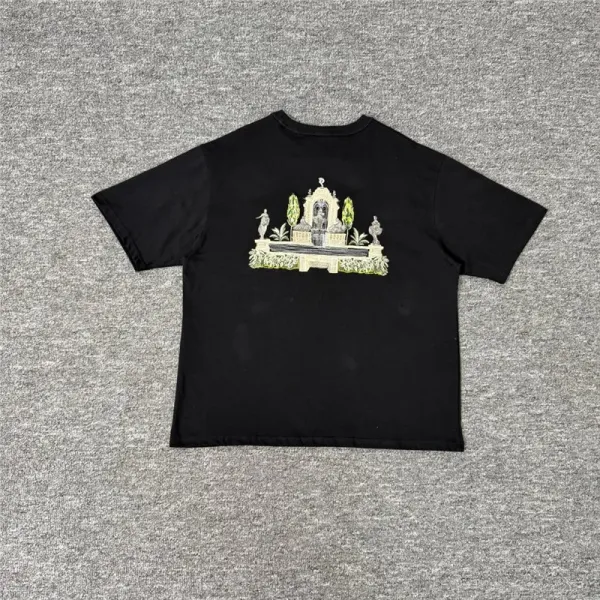 Design Garden Fountain Print Black T-Shirt - 1