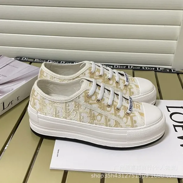Dior B23 Oblique Gold White Sneakers - 1