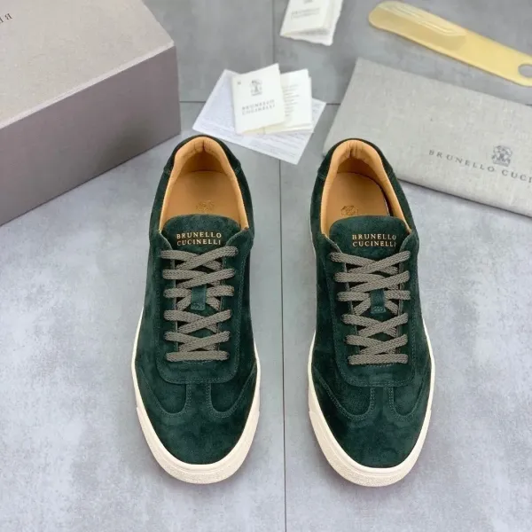 Design Brunello Cucinelli Suede Low-Top Sneakers Forest Green Sneakers - 1