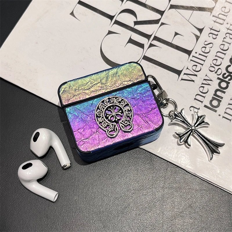 Chrome Hearts Marble AirPods Case with Cross Charm Phone Accessories - 8