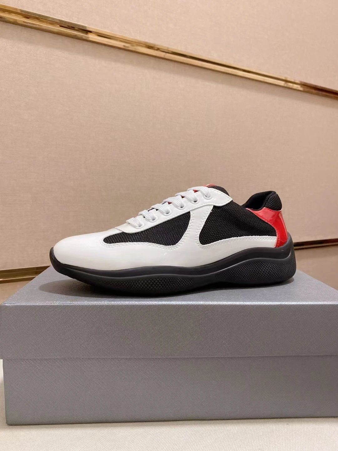 Prada Linea Rossa Runner White Gray Sneakers - 34