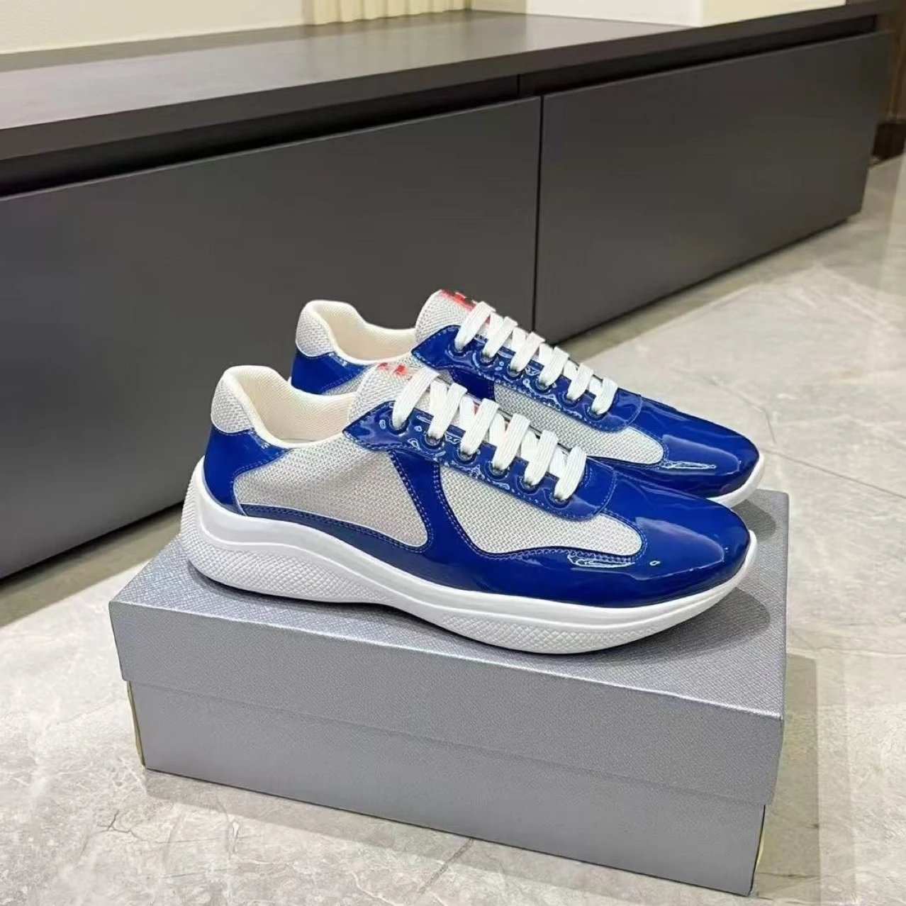 Prada Linea Rossa Runner White Gray Sneakers - 46