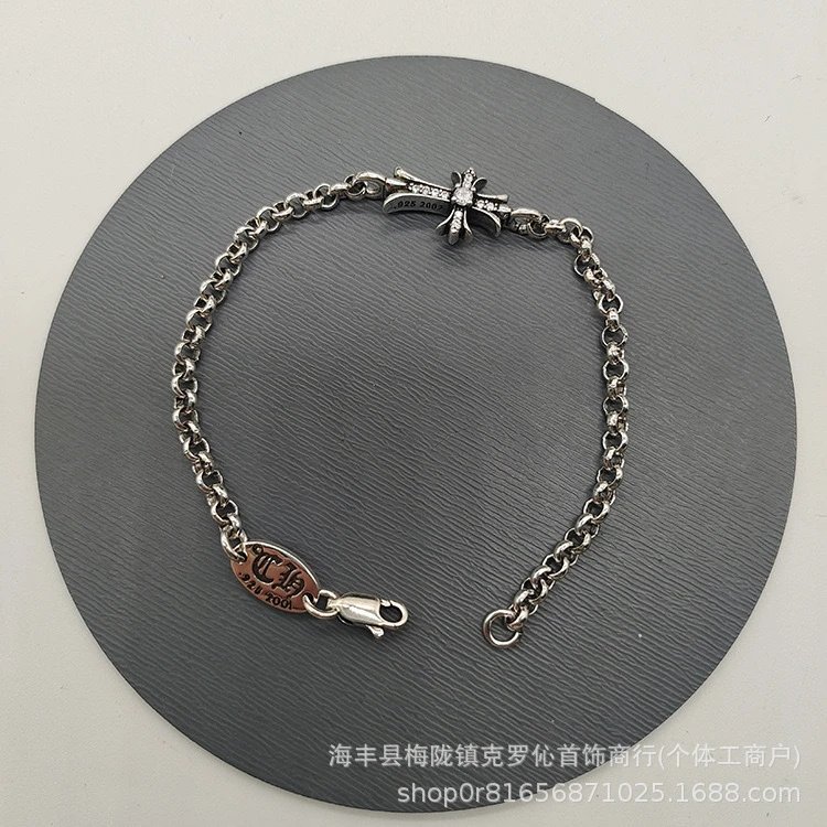 Chrome Hearts Floral Link Bracelet Silver Jewelry - 12