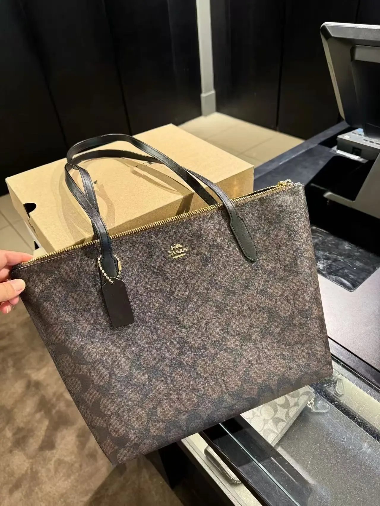 Coach Signature Canvas Tote Bag Beige Tote Bag - 2