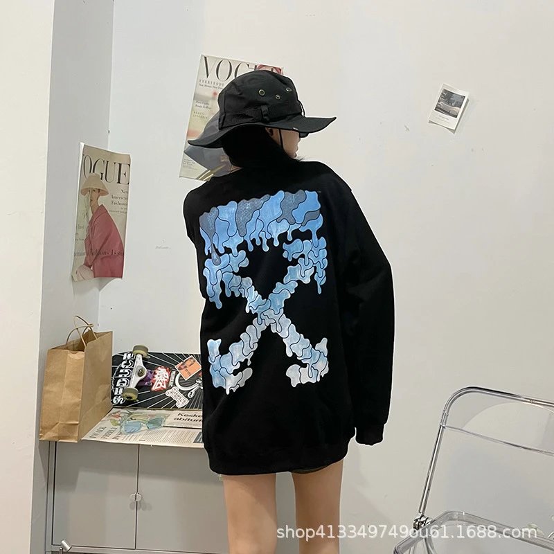 Off-White Diagonal Print Zip-Up Hoodie Black - 18