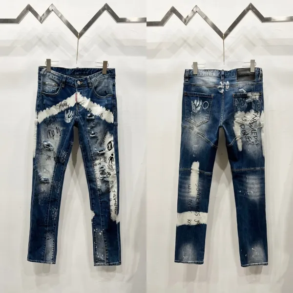 Diesel Distressed Graffiti Print Slim Fit Jeans Black - 21