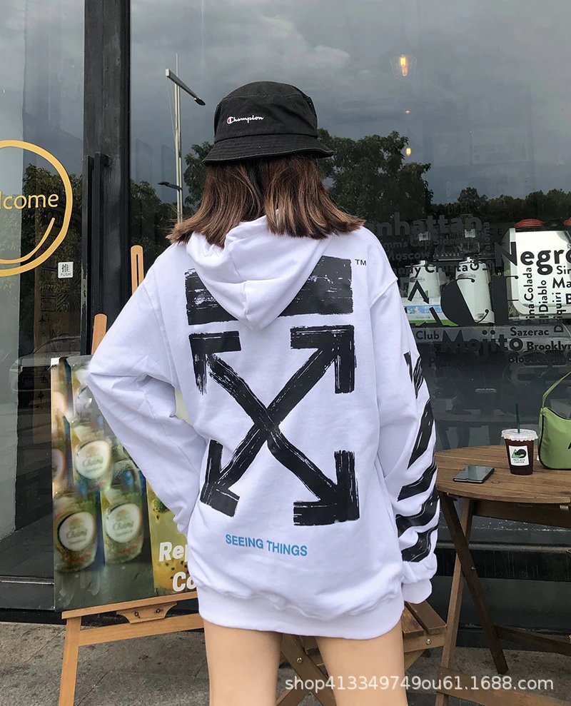 Off-White Diagonal Print Zip-Up Hoodie Black - 23