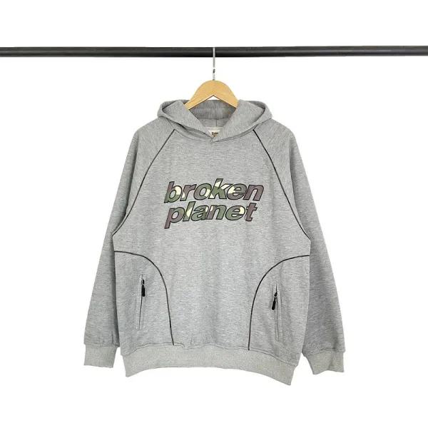 Broken Planet Graphic Hoodie Gray - 1