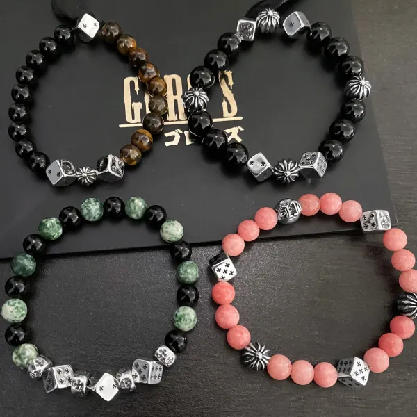 Chrome Hearts Dice and Maltese Cross Bead Bracelet Black Jewelry - 2