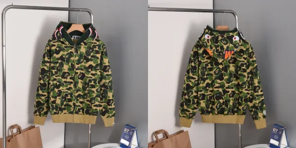 A Bathing Ape Shark Hoodie Multicolor Camo Hoodie - 1