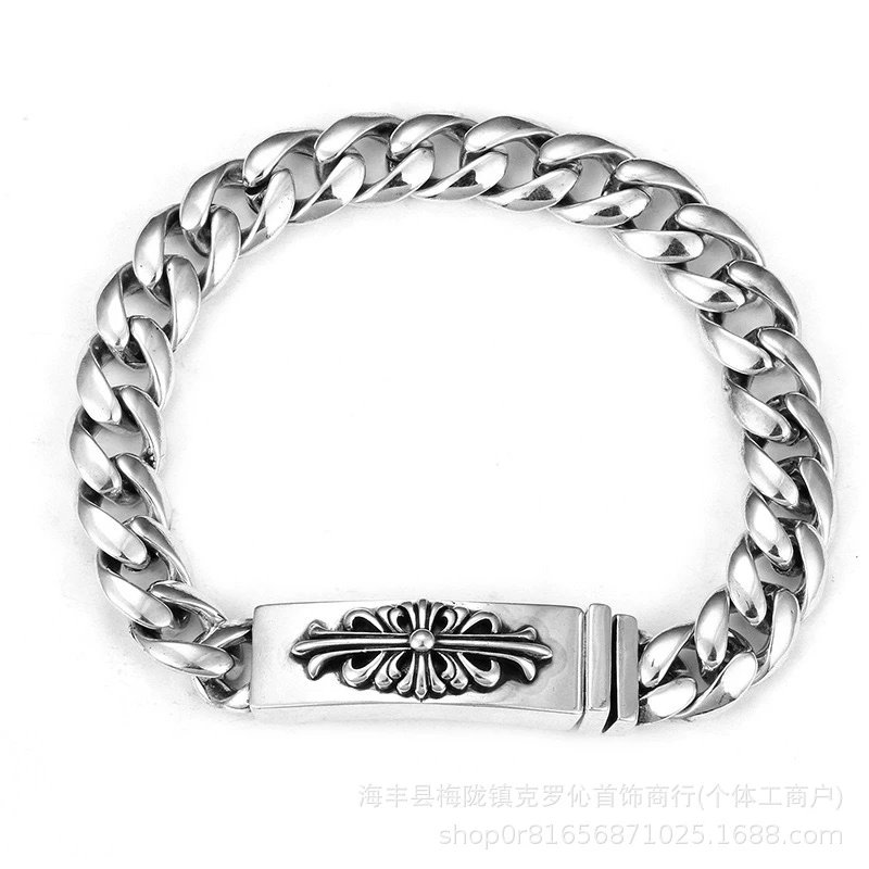 Chrome Hearts Floral Link Bracelet Silver Jewelry - 33