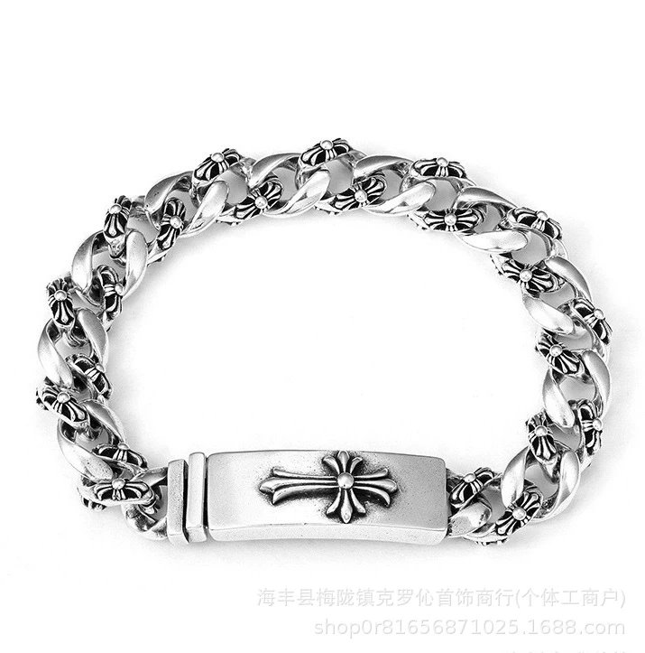 Chrome Hearts Floral Link Bracelet Silver Jewelry - 37
