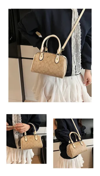 Design Cherry Print Boston Bag Pink Handbag - 11