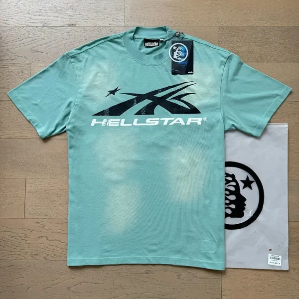 Hellstar X Logo Washed Mint T-Shirt - 1