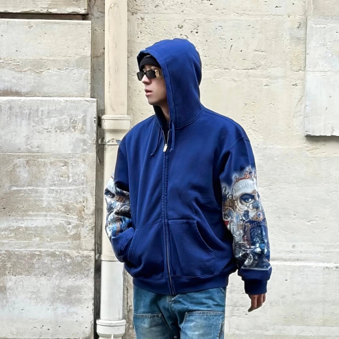 Supreme Michael Jackson Sleeve Print Zip-Up Hoodie Black - 6