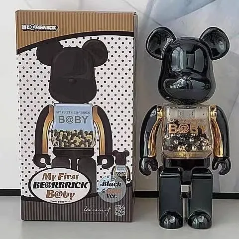 Medicom Toy Bearbrick My First Bearbrick B@by Black & Gold Ver. Collectible Figure Accessories - 1