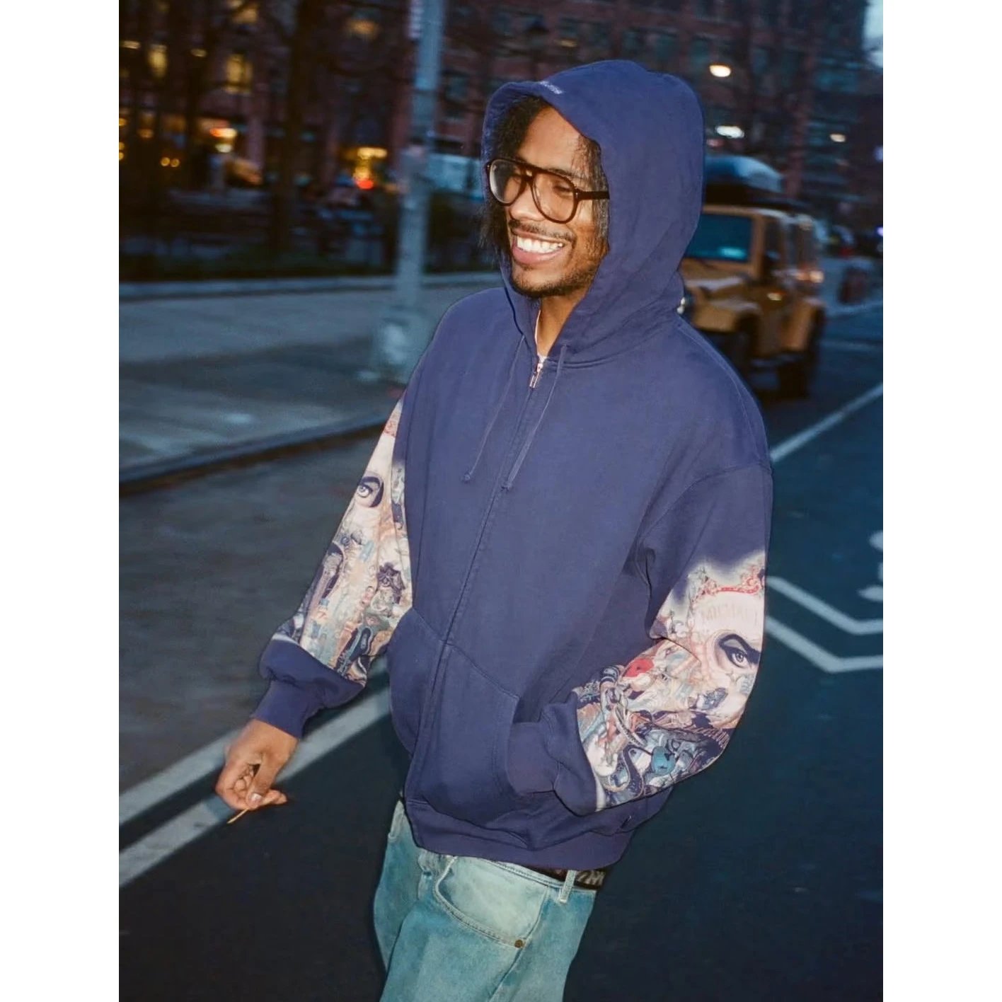 Supreme Michael Jackson Sleeve Print Zip-Up Hoodie Black - 9