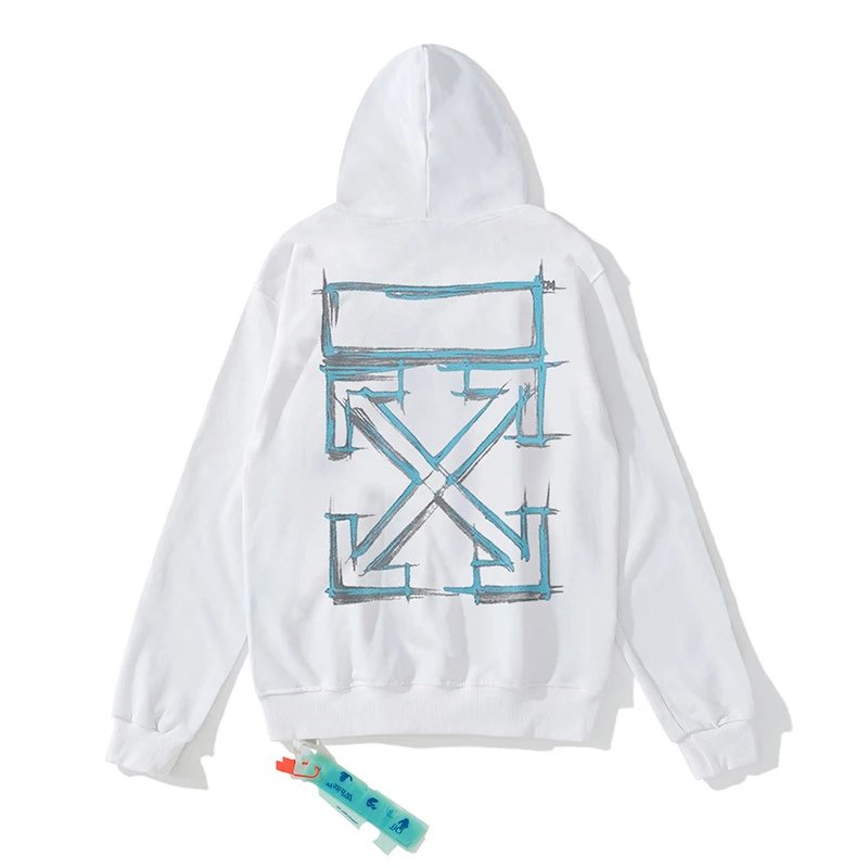 Off-White Diagonal Print Zip-Up Hoodie Black - 43