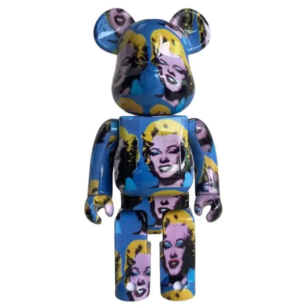 Medicom Toy Bearbrick Andy Warhol Marilyn Monroe Blue Multicolor Collectible Figure Accessories - 1