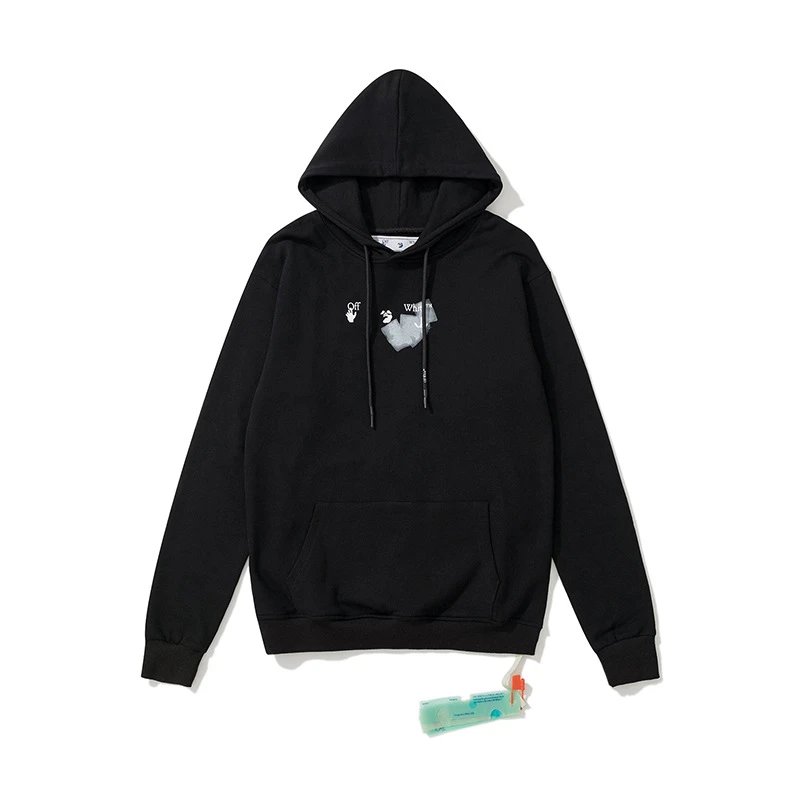 Off-White Diagonal Print Zip-Up Hoodie Black - 39