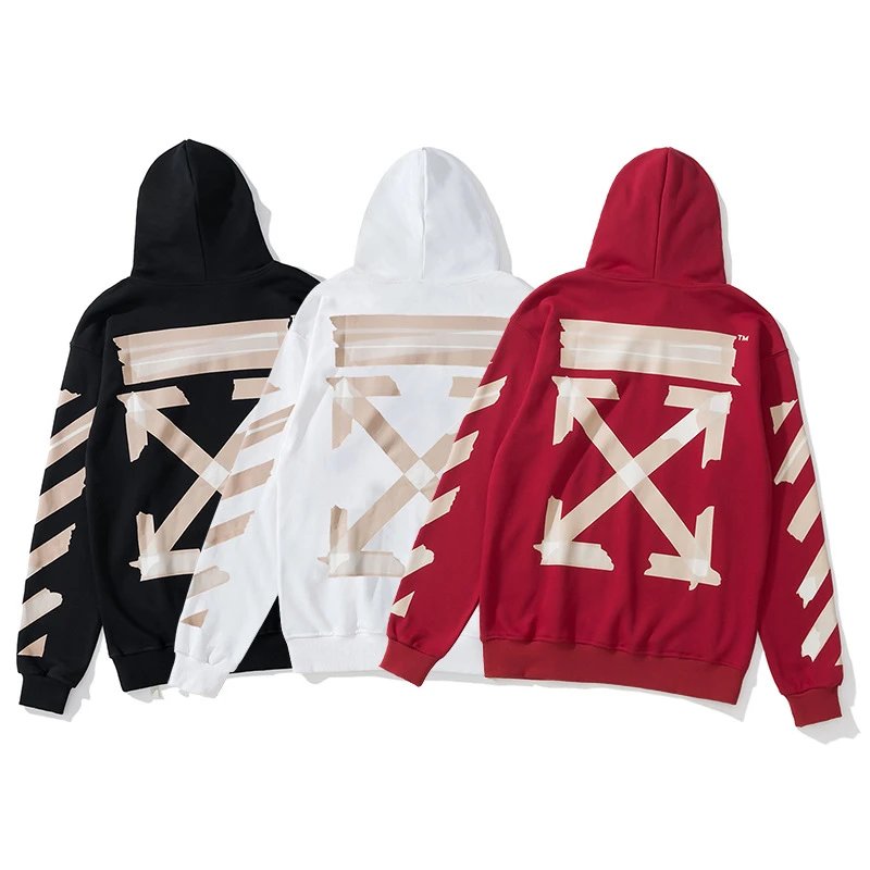 Off-White Diagonal Print Zip-Up Hoodie Black - 54