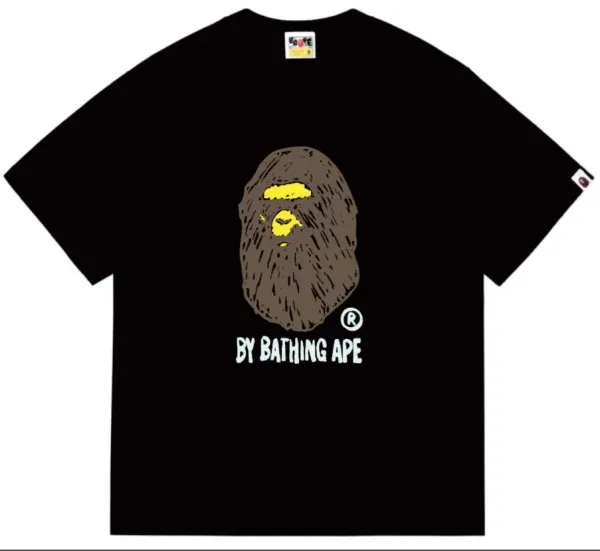 A Bathing Ape By Bathing Ape Brown Ape Head Black T-Shirt - 1