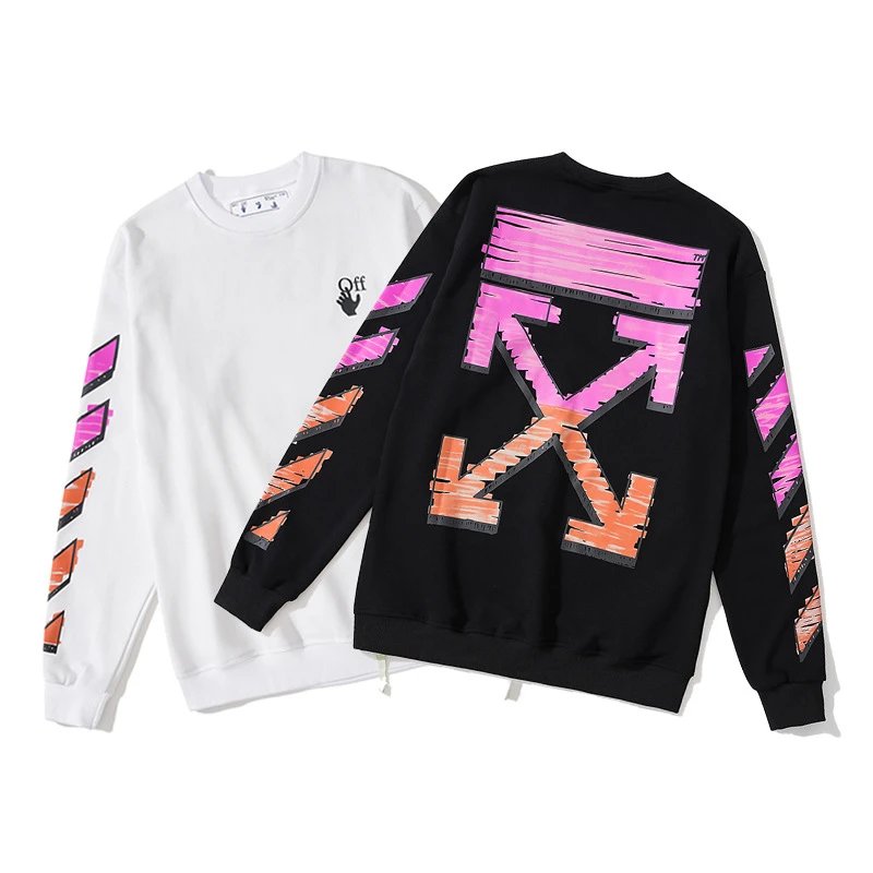 Off-White Diagonal Print Zip-Up Hoodie Black - 67