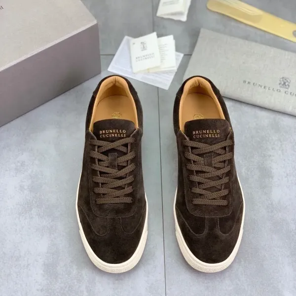 Design Brunello Cucinelli Suede Sneakers Brown Sneakers - 1