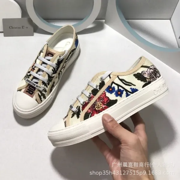 Dior B23 Floral Embroidered Canvas Sneakers - 1