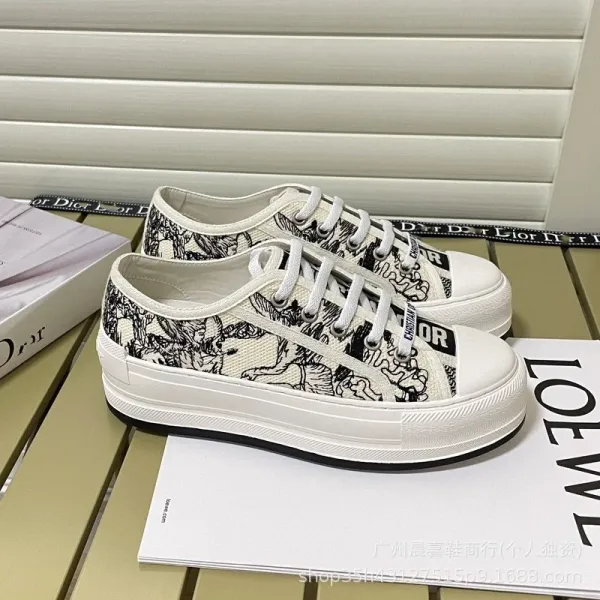 Dior B23 Sketch Print White Platform Sneakers - 1
