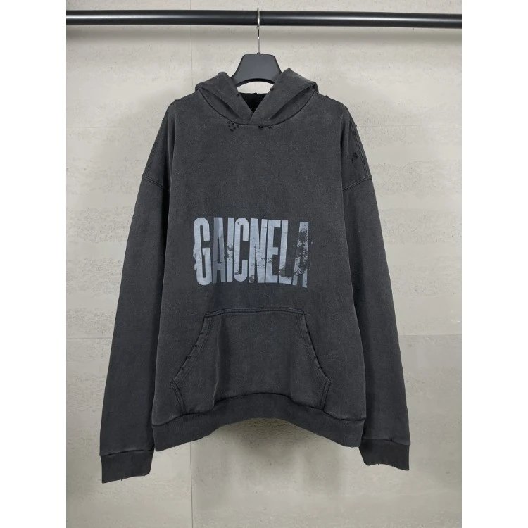 Design Gaichela Distressed Graphic Hoodie Black Hoodie - 1