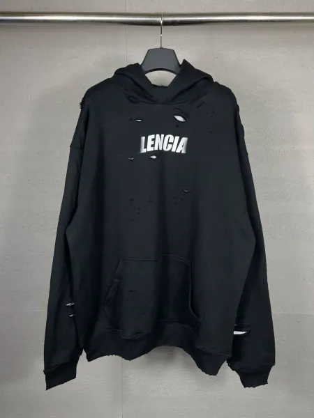Design Lencia Distressed Logo Hoodie Beige Hoodie - 4