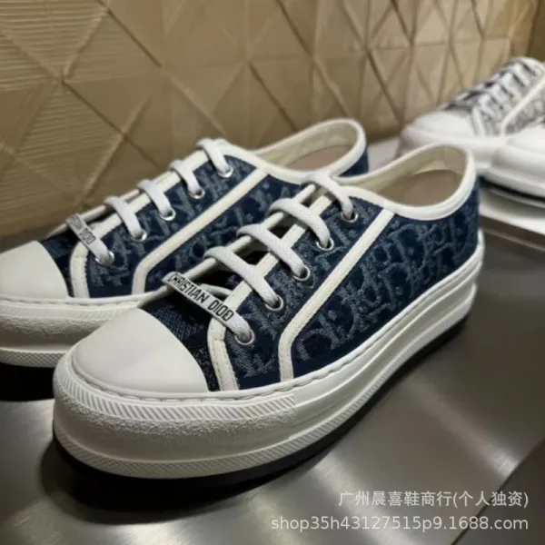 Dior B23 Oblique Blue Canvas Sneakers - 1