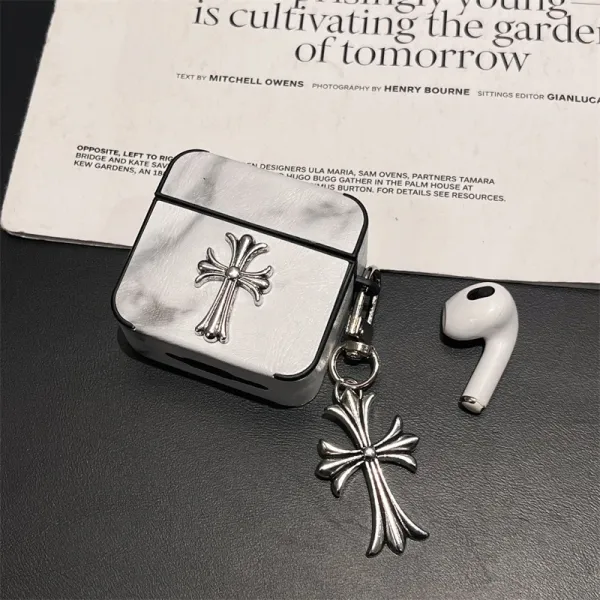 Chrome Hearts Marble Cross AirPods Case with Pendant Phone Accessories - 1