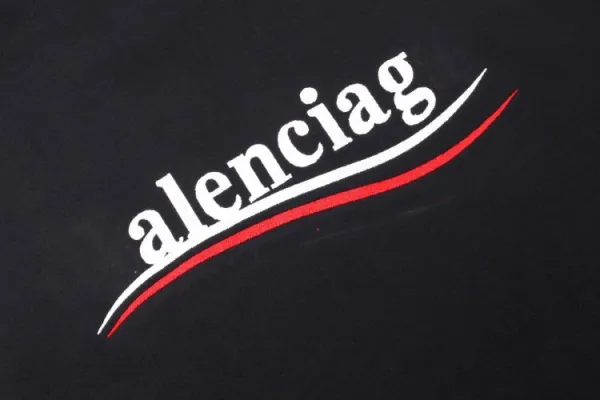 Balenciaga Logo Hoodie Black with White Stripe Sleeves - 4