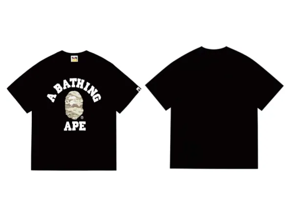 A Bathing Ape College Logo Camo T-Shirt Black - 1