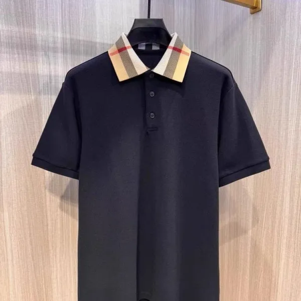 Burberry Classic Check Collar Polo Navy Polo Shirt - 3