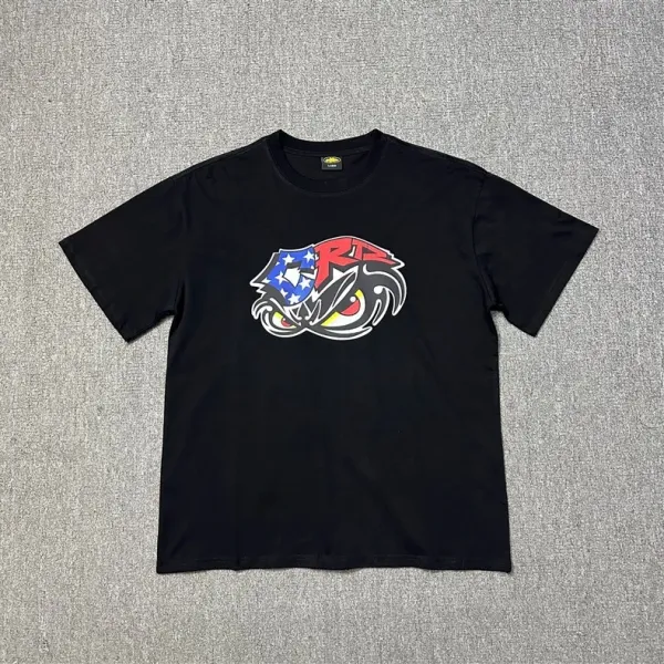 Design Graphic Flame Logo Black T-Shirt - 36