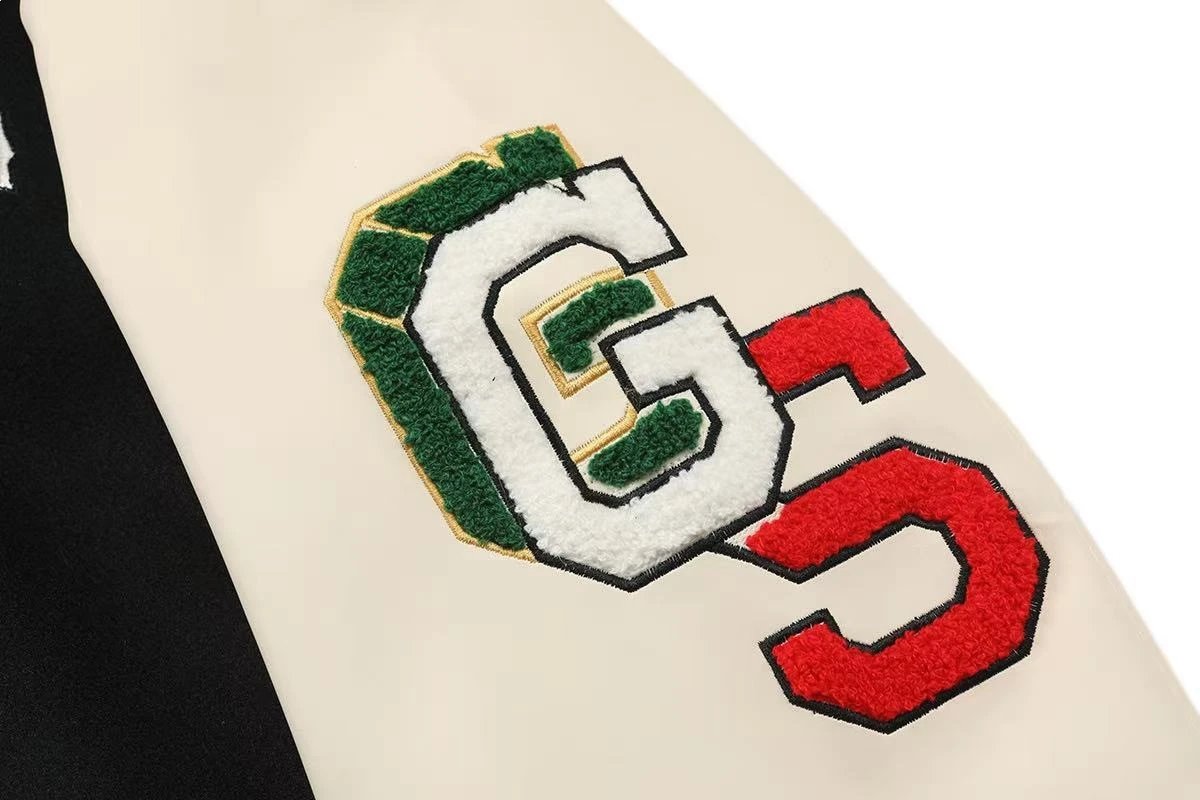 Godspeed Varsity Jacket Black and Cream Embroidered Letterman Jacket Outerwear Jacket - 4