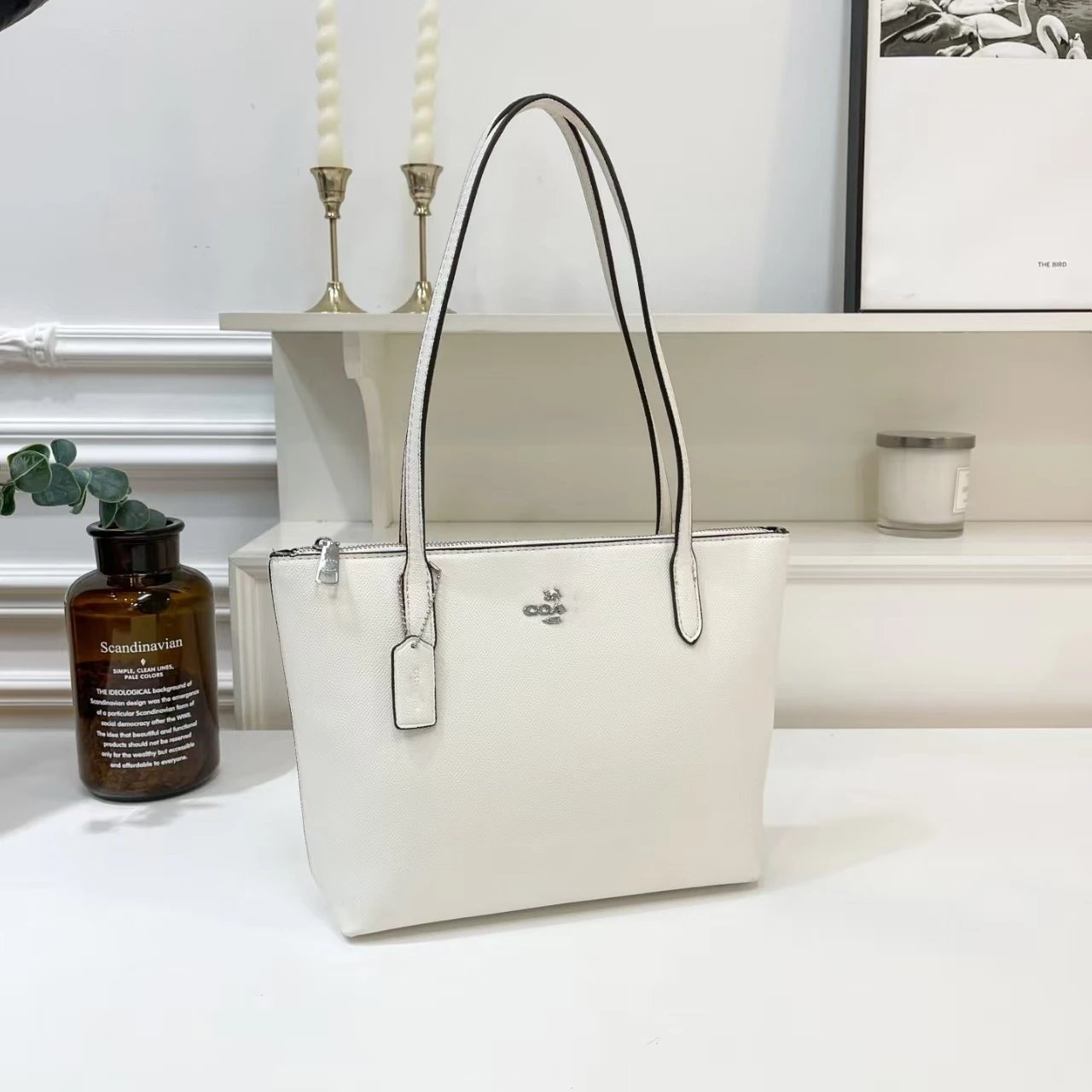 Coach Signature Canvas Tote Bag Beige Tote Bag - 8