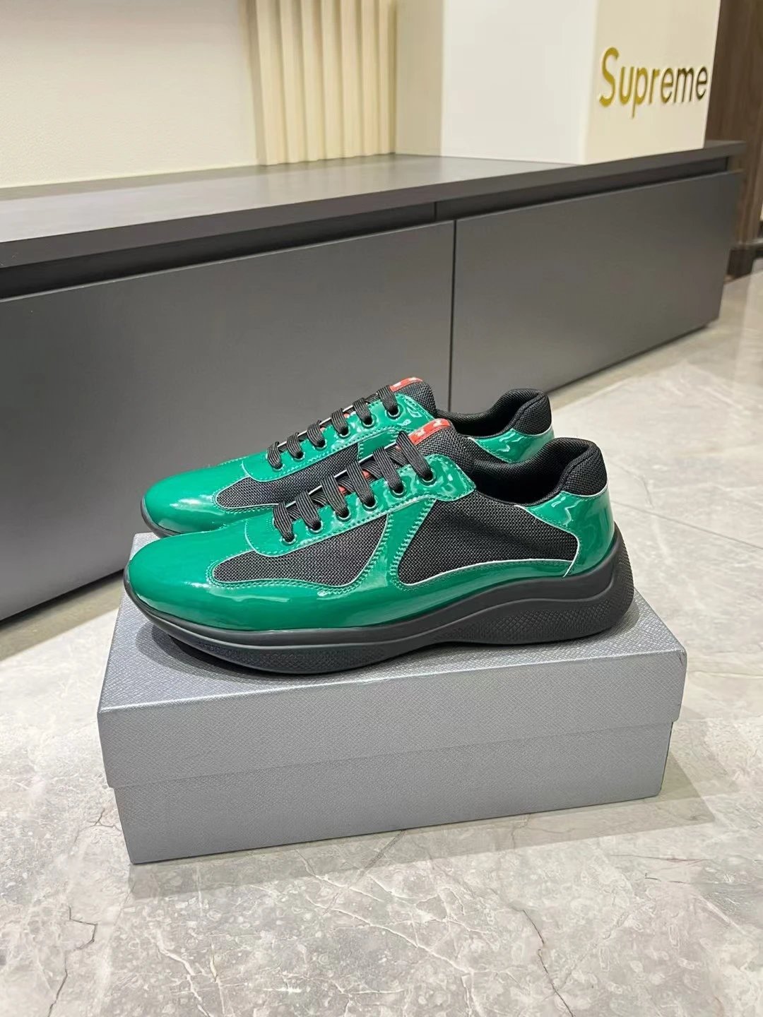 Prada Linea Rossa Runner White Gray Sneakers - 42