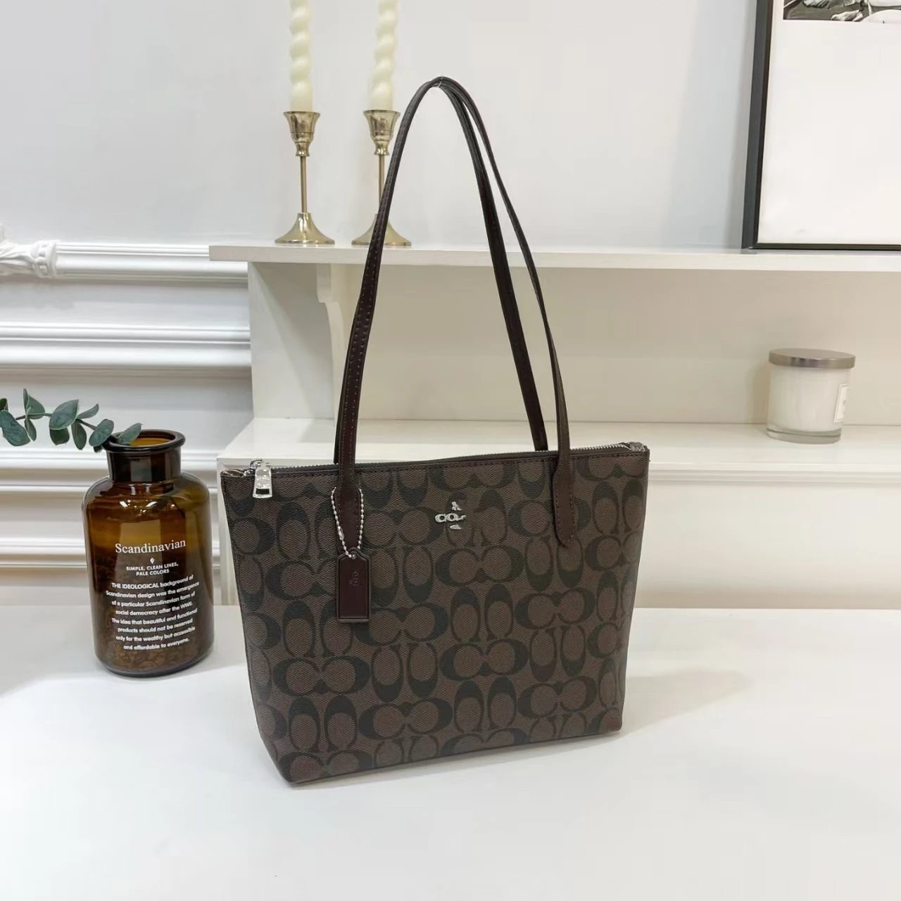 Coach Signature Canvas Tote Bag Beige Tote Bag - 12