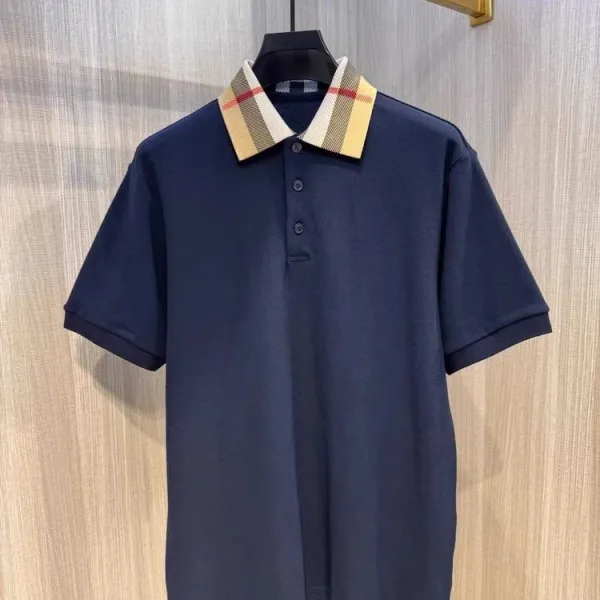 Burberry Classic Check Collar Polo Navy Polo Shirt - 4