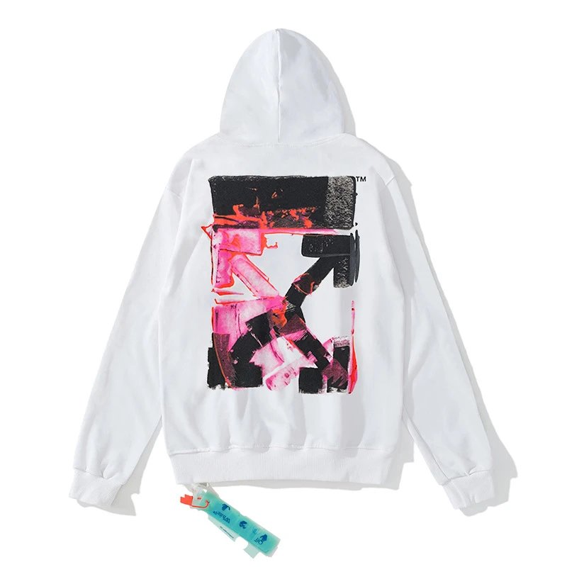 Off-White Diagonal Print Zip-Up Hoodie Black - 45