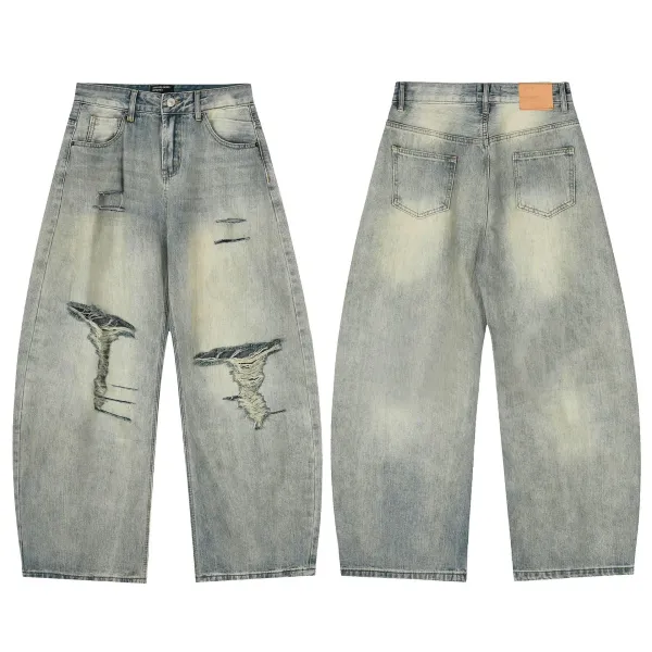 Design Distressed Patchwork Flared Jeans Black - 23