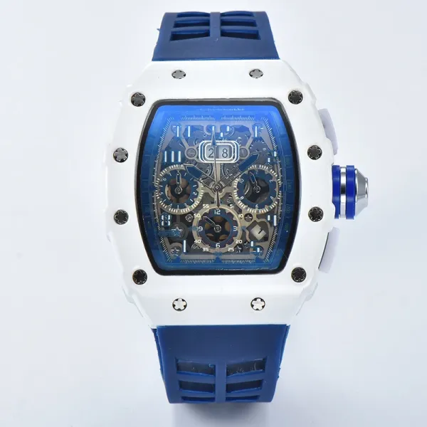 Richard Mille RM 011 White Ceramic Yellow Accents Chronograph Watch Watches - 12