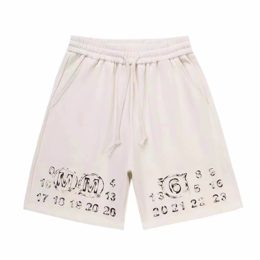 Maison Margiela MM6 Numeric Print Drawstring Shorts White