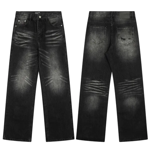 Design Distressed Patchwork Flared Jeans Black - 22