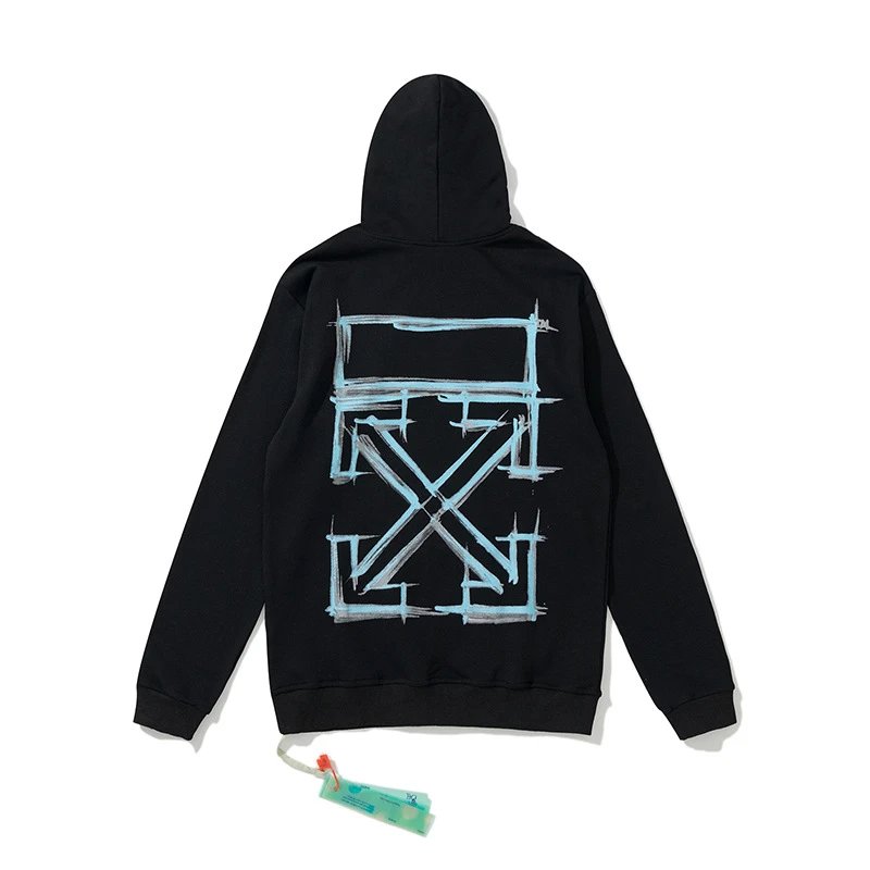 Off-White Diagonal Print Zip-Up Hoodie Black - 42